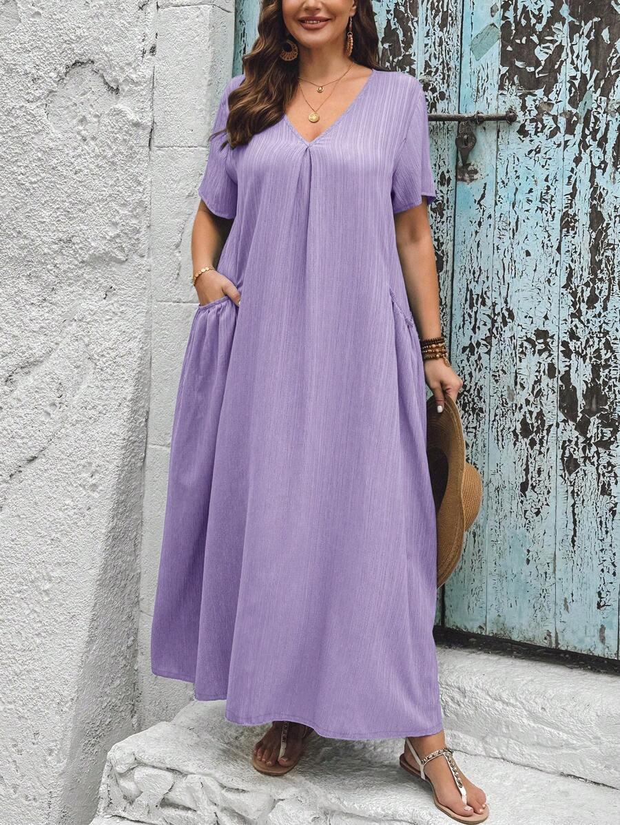 SHEIN VCAY 大码宽松口袋设计女式夏装