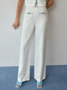 MOTF STUDIO CONTRAST BINDING TAILORED SUIT PANTS