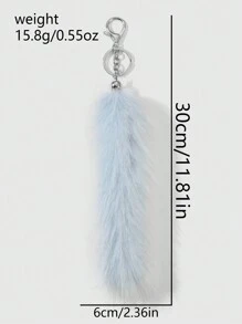 ROMWE Grunge Punk 1 st Y2K Retro Minimalistische Luxe Hoogwaardige Lichtblauwe Kunstbont Dierenstaart Sleutelhanger & Sleutelhanger, Modieus Accessoire, Geschikt Voor Vrouwen, Geweldig Als Dagelijkse Draag- Of Vakantiecadeau
