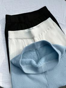 Chiquease 1 件女式高腰条纹针织喇叭裤，弹力修身踝长阔腿裤，秋冬