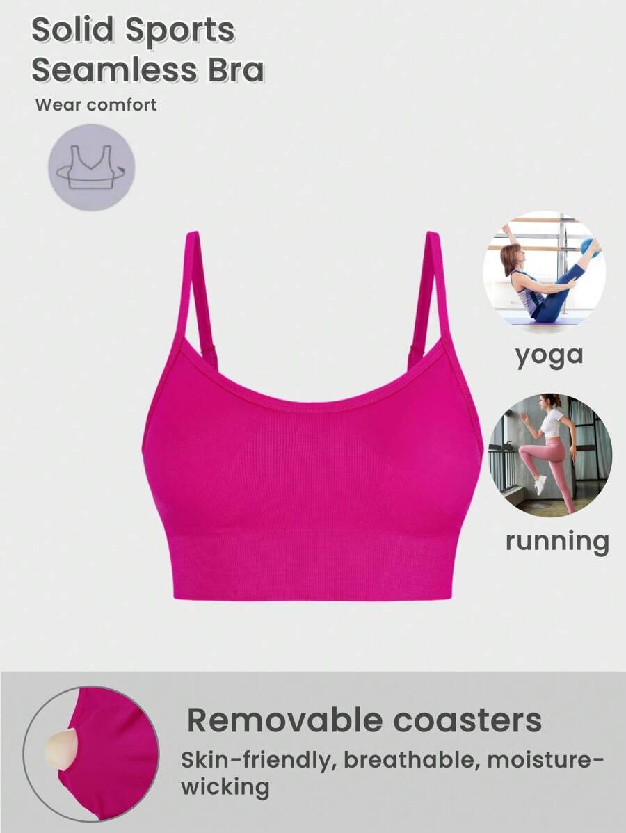 Casual Solid Color Padded Sports Bra