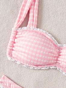 Swim Mod Summer Fashion Sweet Pink Quality Fabric Ruffled Design Viral Women's Bikini, For Party - Pink - View 7