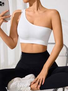 Easithlete Cut Out Back Crop Sports Teeworkout Tank Top - White - View 1