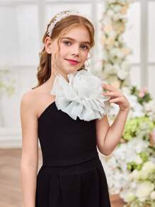 SHEIN Tween 女童情人节花卉装饰吊带背心和松紧腰裤套装