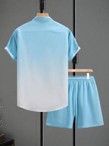 Manfinity Homme 2pcs/Set Men's Ombre Design Short Sleeve Shirt Set - Multicolor - View 2