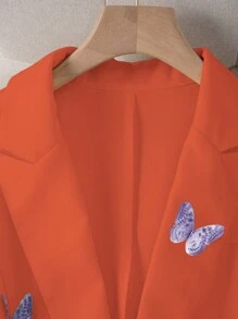 Chiquease Fashion Commuter Butterfly Decorated Blazer - Orange - View 5