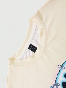 ROMWE MEN Street Life Men's Vintage Angel Baby Graphic Printed T-Shirt, Street Vintage Style