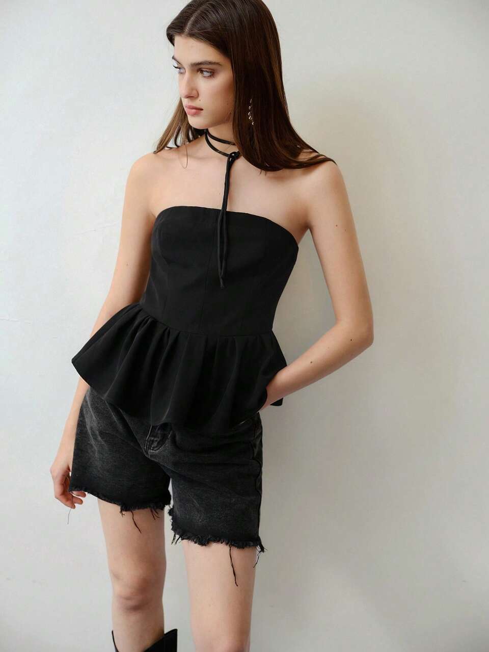MOTF STUDIO SOLID PEPLUM TUBE TOP,VALENTINE'S DAY,SPRING/SUMMER