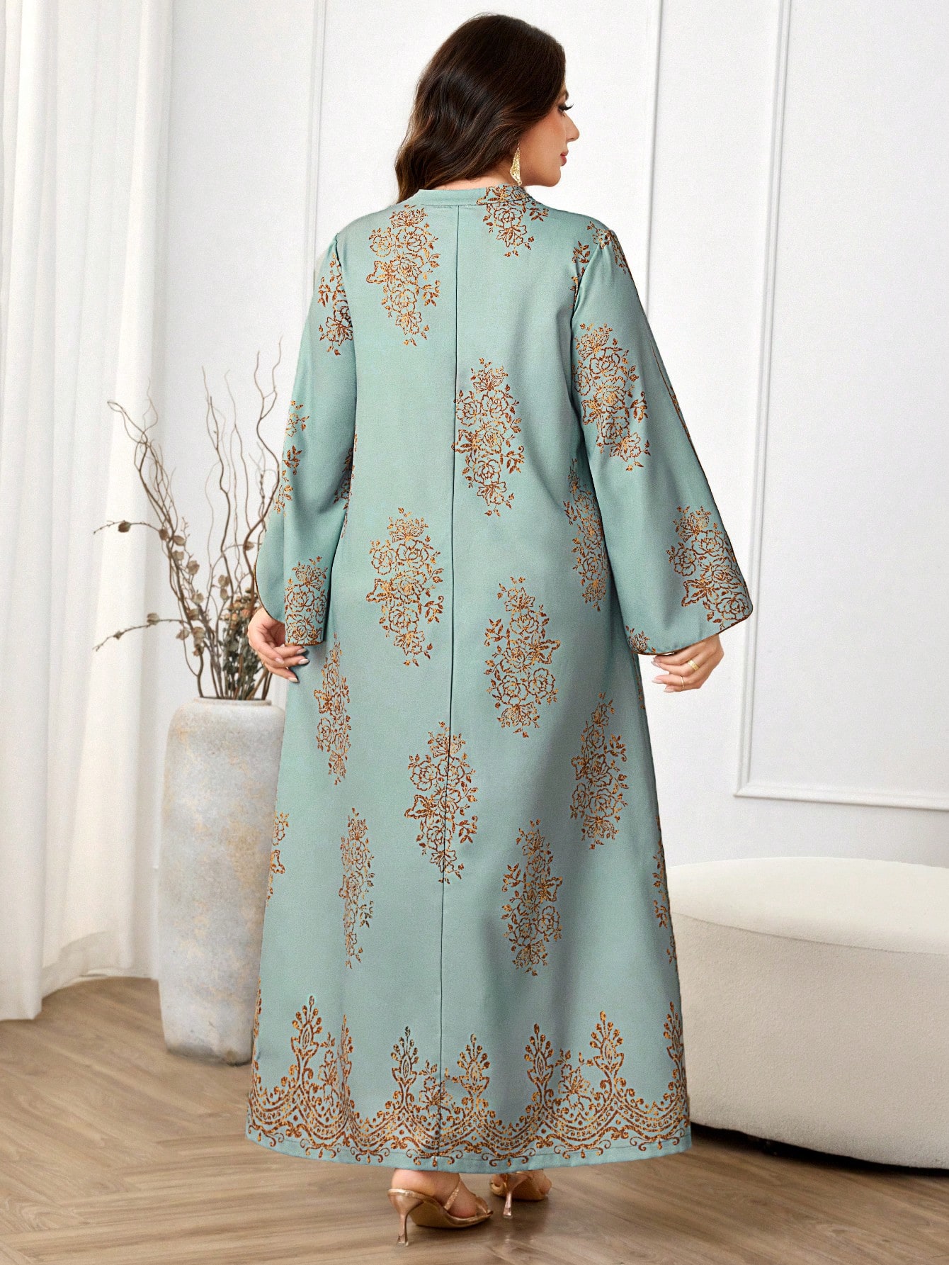 Al Najma فستان كاجوال بتصميم عربي مقاس كبير للنساء...