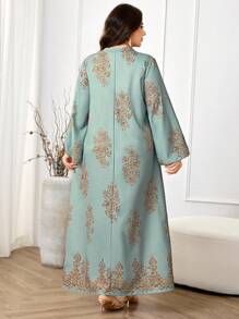 Al Najma 大码女式阿拉伯风格休闲连衣裙，简约时尚，适合日常穿着 - 彩色 - 查看 2