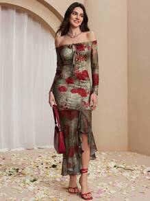 Chiquease 女士修身镂空 A 字形连衣裙，简约时尚，适合日常休闲穿着 - 綠色 - 查看 6