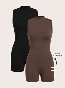 SHEIN EZwear Women 2pcs Multi-Color Knit Jumpsuit Set - Black and White - View 1