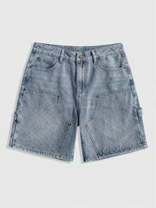 ROMWE MEN Street Life Men's Casual Washed Denim Cargo Shorts Jorts