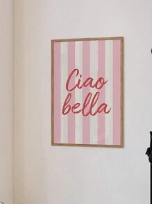 SHEIN 1pc Ciao Bella Poster Decoration, Wall Art, Girly Room Decor, Cute Wall Art, Pink Retro Poster, Wall Decoration Poster, Wall Canvas Decoration, Ideal Gift For Bedroom Living Room - Multicolor - View 6