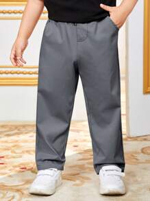 Tween Boys' Casual Solid Color Woven Relaxed Fit Pants - Grey - View 7
