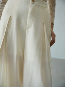 MOTF PREMIUM FOLD PLEATED WIDE LEG SUIT PANTS - Apricot - View 4