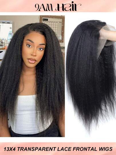 Yaki Straight Lace Front Wigs Human Hair Natural Color 13x4 Transparent Wigs For Women Human Hair 150% Density Wigs Human Hair Pre Plucked With Baby Hair