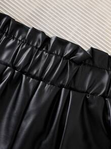 Baby Girl Spring&Summer Street Style ,Imitate Leather Shorts - Black - View 3