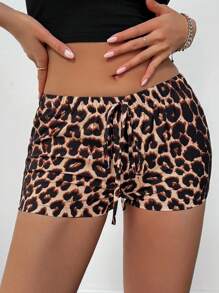 Chiquease Short de mujer de tiro bajo con estampado de leopardo, pantalones cortos súper cortos - Multicolor - Ver 7
