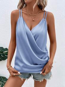 SHEIN Clasi 女士纯色细肩带简约背心，休闲日常穿着 - 淺藍色 - 查看 4