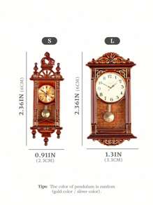 SHEIN 1 件娃娃屋微型复古罗马钟 1:12 比例迷你木制和金属家具玩具客厅书房装饰（部分随机） - 銅色 - 查看 5