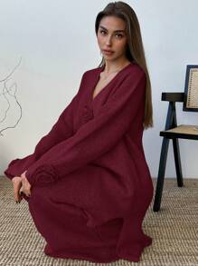 Aloruh Women's New Knitted Mid-Length Cardigan And Straight Hem Skirt Set, Versatile For Home And Outdoor, 2 Pieces Set