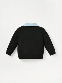 Cozy Pixies Baby Boy Casual Versatile Color Block 2 In 1 Cardigan Top - Multicolor - View 2
