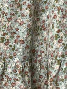 Wildy 休闲度假碎花喇叭袖荷叶边下摆连衣裙