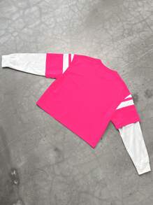 Manfinity Hypemode Sweat-shirt décontracté à col ras du cou, manches longues, imprimé lettre, patchwork de couleur unie, pour homme