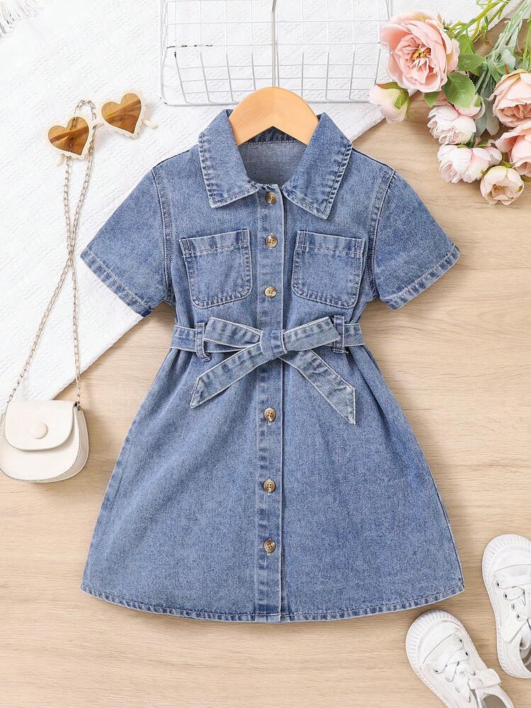 denim mini dress shein SheIn Women's S/M Blue Denim A-Line Mini Dress, Sleeveless Tie Front Casual