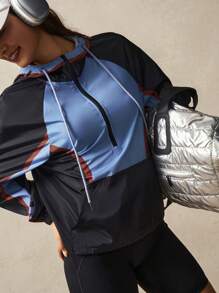 VARSITIE Bluzka sportowa z długim rękawem i kolorowym blokiem kolorów, ze ściągaczem i kapturem - Wielokolorowe - Zobacz 7