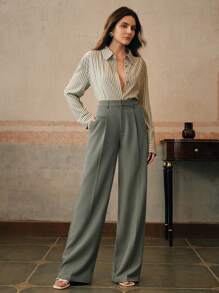 Anewsta 纯色优雅现代时尚商务休闲女士直筒西装裤，度假新年