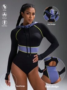 Powerista Fashionable Sport Long Sleeve Jumpsuit, For Boxing,Daily Fitness & Casual Everyday Wear - Black - View 8