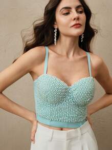 Anewsta Pearl Glamorous Mature Lady Style Reversible Bra - Blue - View 1