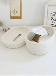 1pc Multi-Functional Weaved Tissue Box, Pastoral Style Napkin Storage Container For Paper Towels, Sundries, Desktop Storage,Home Usehome Decor(Available In Multiple Colors) - Multicolor - View 2