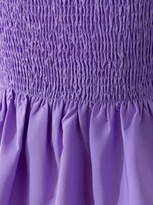 SHEIN 少女假期甜美泡泡袖女童套头衫 - 淡紫色 - 查看 4