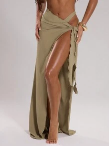 Musera Resort Tie Front Sarong Maxi Skirt Ibiza S Beachwear Summer, Holiday