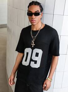 PAVTROS Manfinity Streetrush Men's Casual Knitted Sweater, Simple & Fashionable For Daily Wear - Black - View 3