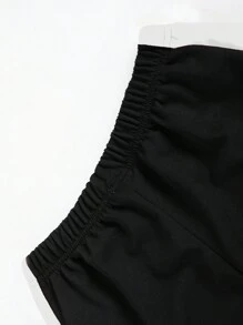 2pcs Tween Boy Letter Print Zip-Up Hoodie And Pants Set - Black and White - View 3