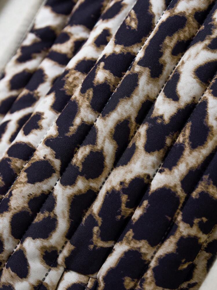 Rusticease Valentine's Day Cheetah Print Women Leopard Print Sleeveless Zipper Jacket, Casual & Chic For Daily Wear, Winter - Multicolor - View 4