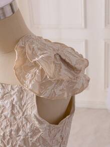 SHEIN Leap Crew Tween Girl Jacquard Camisole Top & Skirt 2 Pieces Set - Apricot - View 5