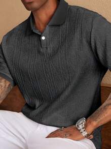 Manfinity CasualCool Camisa polo de hombre Manfinity de unicolor con diseño texturizado