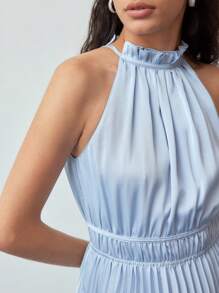 MOTF STUDIO FRILL NECK PLEATED DRESS