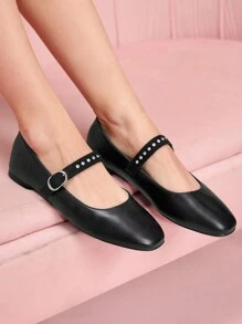 CUCCOO DOLLMOD Cuccoo Women Flat Round Toe Rhinestone Embellished Fashion Loafers - Black - View 3