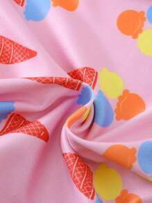 Set de 2 piezas de pijama para niña con body de manga corta y shorts con estampado de helado - Rosa - Ver 5