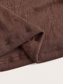 SHEIN ICON 休闲纯色垂褶领口褶饰修身背心 - 咖啡棕 - 查看 4