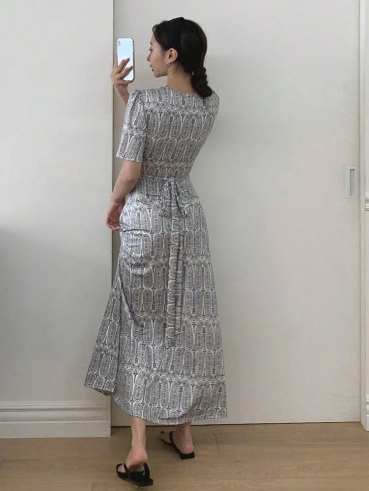 Women Floral Print V-Neck Short Sleeve Dress, Holidaya Flower Vacation Beach Style, Spring/Summer Milkmaid Dress Sundress Luxury Prom Dress Sequin Sparkly Dress