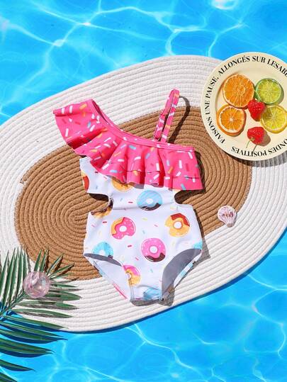 Traje de baño de una pieza, simple y de moda, para uso diario casual para bebé niña