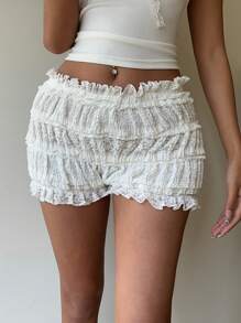 SHEIN EZwear Shorts de encaje de unicolor para mujer