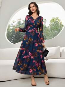 Modelyn Women Long Dress, Casual And Fashionable For Everyday Wear - Navy Blue - View 5